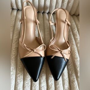 Elegant Black and Tan Women's Slingback Shoes